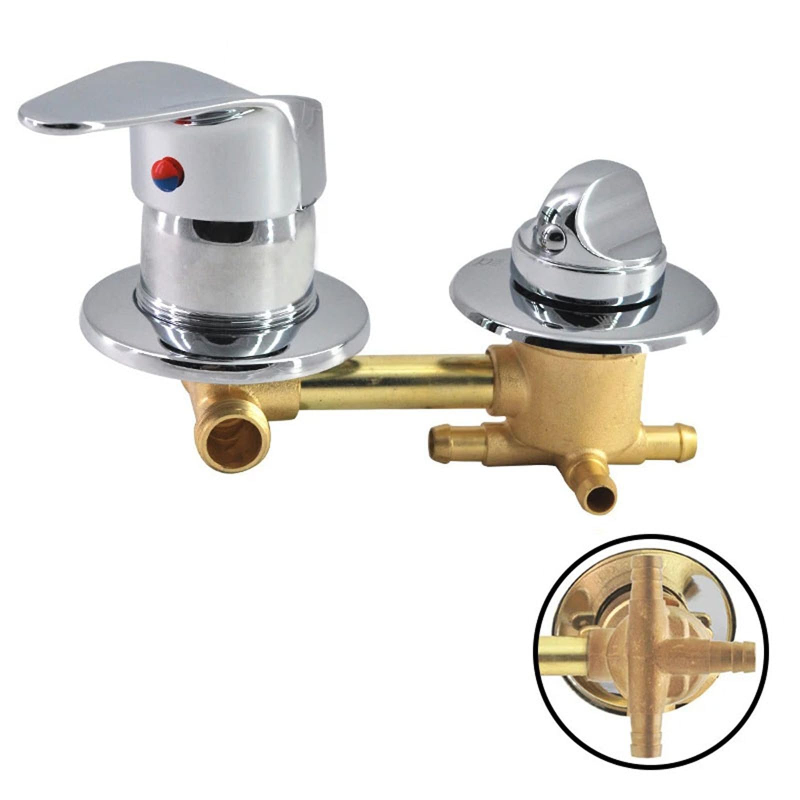 2/3/4/5 Way Bathroom Shower Diverter Valve, Cold & Hot Water Brass Shower Mixer Tap Cabin, Hole Distance 9cm/10cm/12.5cm/14.5cm, Mixer Shower Faucet for Steam Room (10cm,Intubation 3 Way)