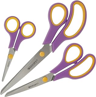 Easy Grip Scissors 3 Pieces Cassis | Set of 3 Universal Scissors with Comfort Grip | Extra Sharp & Durable Stainless Steel Blade | Crafting, Household & Office | N-90029 00
