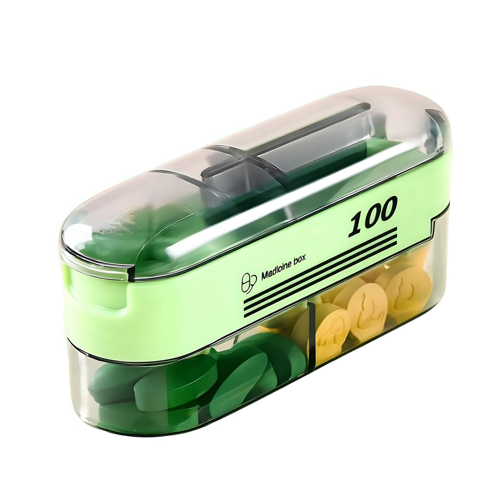 Maxtonser Clear Travel Pills Box With Built In Piercing Cutter Multifunctional Tablets Divider For Accurate Tablets Division