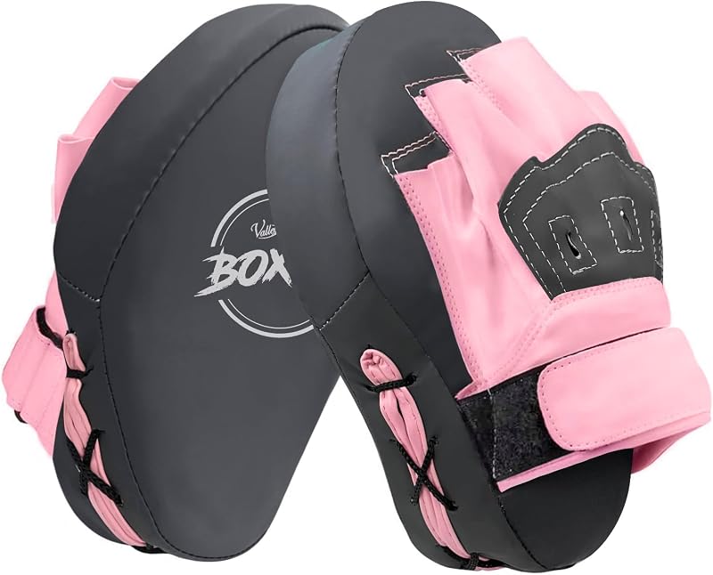 Valleycomfy Almohadillas de boxeo Manoplas de boxeo de enfoque curvo para hombres y mujeres | Almohadillas de mano de entrenamiento de cuero sintético, ideales para Karate, Muay Thai Kick, Sparring, Dojo, artes marciales