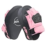Valleycomfy Boxing Curved Focus Punching Mitts- Leatherette Training Hand Pads,Ideal for Karate, Muay Thai Kick, Sparring, Dojo, Martial Arts(Gray & Pink)