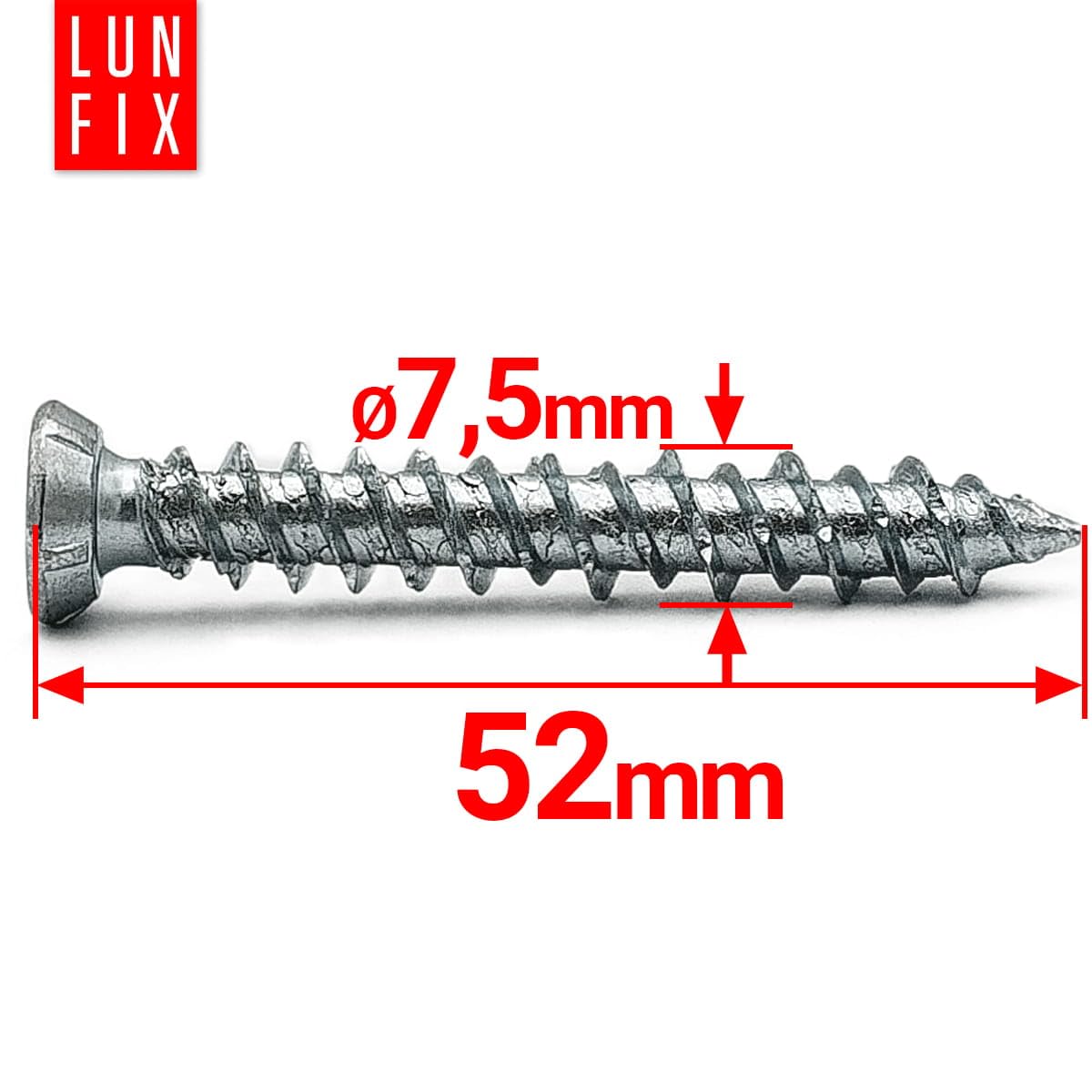 TERF Viti Per Calcestruzzo, 7,5 X 100 Mm, Testa Svasata Piatta Torx Da Utilizzare Senza Spina, Per Mattoni Cavi In Pietra Naturale, Telaio Per - Foto 3