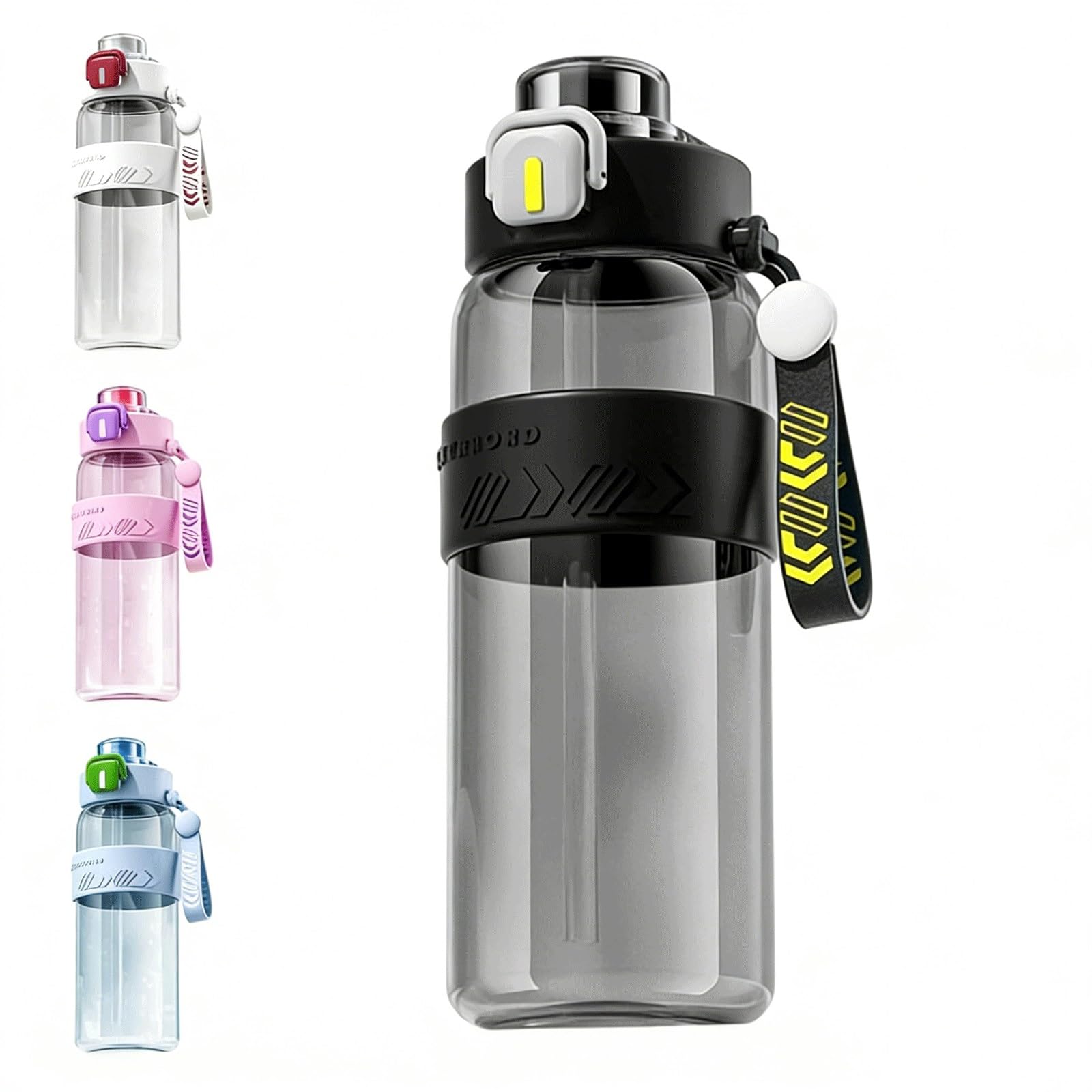 LLiuvcc 27oz Leakproof Sports Water Bottle With Straw And Spout Lid, BPA Free Reusable Water Bottle For Gym Hiking School Travel(Black)