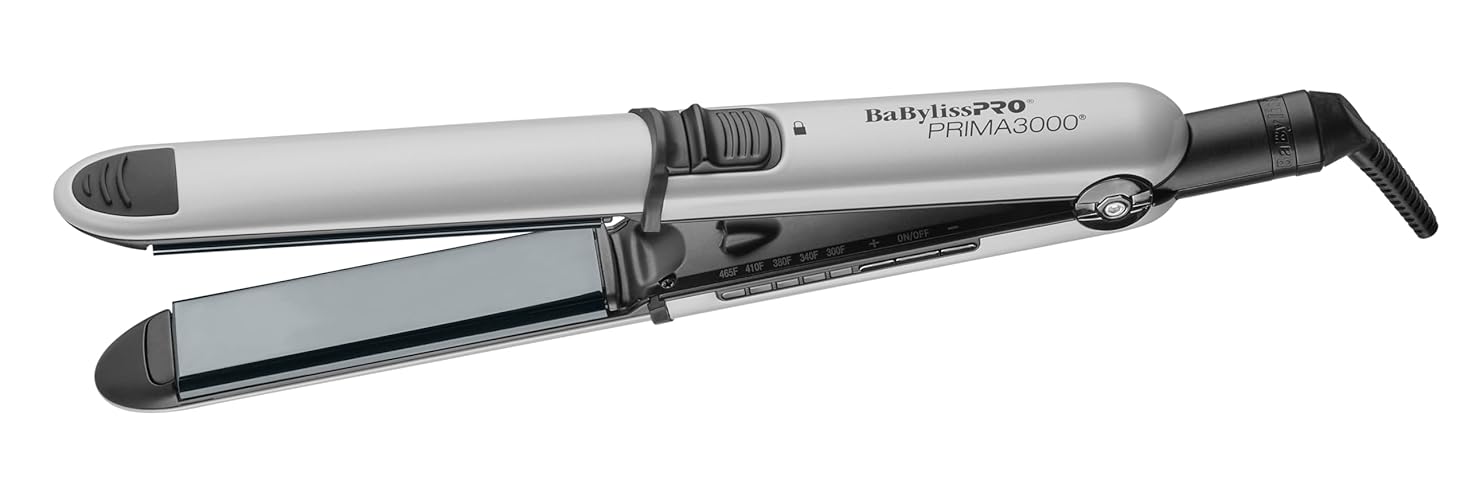 BaBylissPRO Nano Titanium Prima Ionic Hair Straightener – Professional Flat Iron & Curling Iron in One for Stylists, Pro Styling Hair Tool