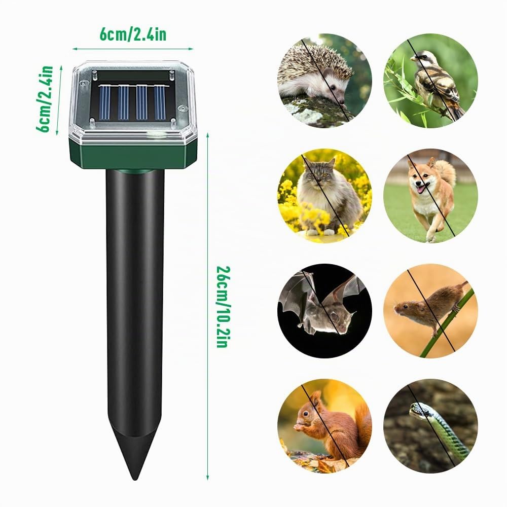 6Pcs Répulsif Taupe Solaire, Anti Taupe Ultrason Solaire, Répulsif Taupe Ultrason Solaire, Anti Taupe Solaire avec Ip65 Imperméable, pour Taupes, Serpents, Campagnols Et Autres Animaux (6Pcs)