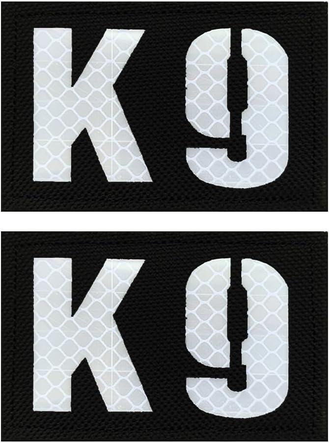 Antrix 2 piezas K9 IR infrarrojo reflectante perro policía perro ejército perro Swat perro americano grande parche táctico emocional K9 insignia con