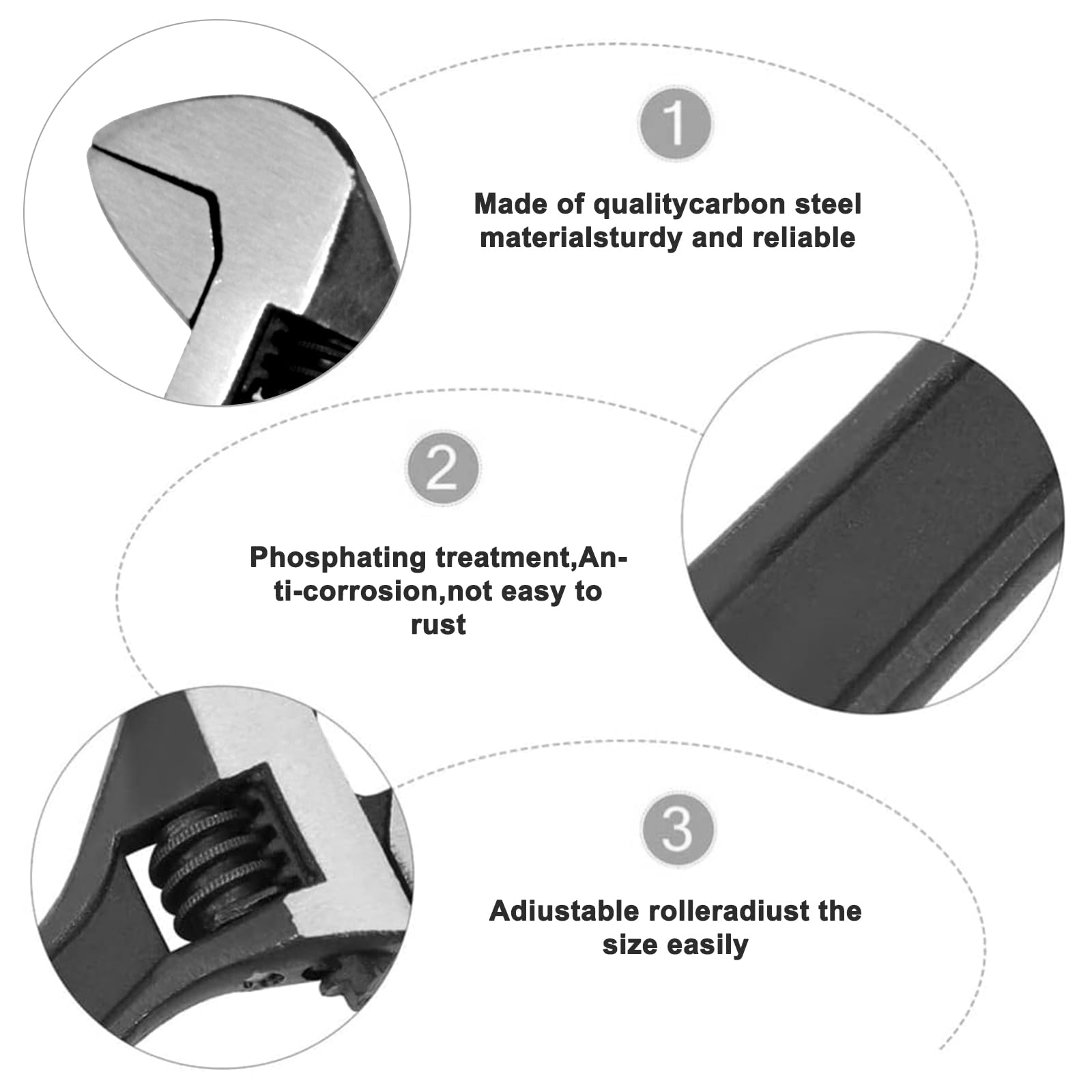 YTUGIL Small Adjustable Spanner Wrench, 4'' Mini Compact Adjustable Spanner for Mechanical Car, and Bike Repairs - Image 3