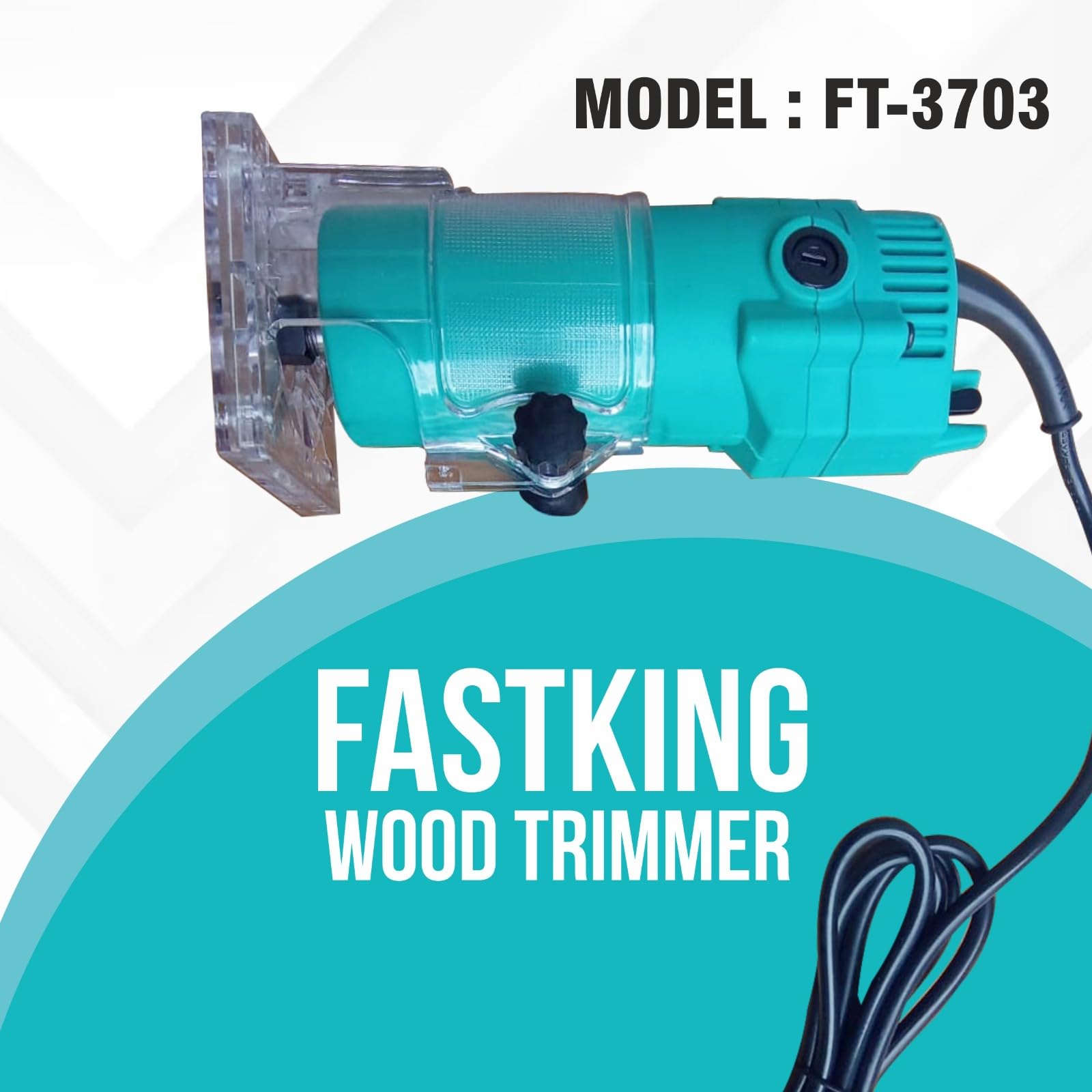 KRISHAK TOOLS Fastking Wood Trimmer/Router With 6-Pieces Different Shaped 6.35MM Router Bit Set 6MM 6.35MM and 8MM Collets 3M long Cord (Subject To Availability Colour (Blue/Cyan) 3