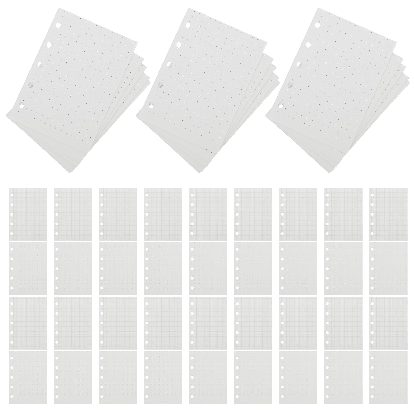 Ricarica Carta Planner M5 20 Pezzi 5 Fori Mini Fogli Rigati a Quadretti per Agenda Organizer Tascabile Compatibile Quaderni Ufficio Scuola