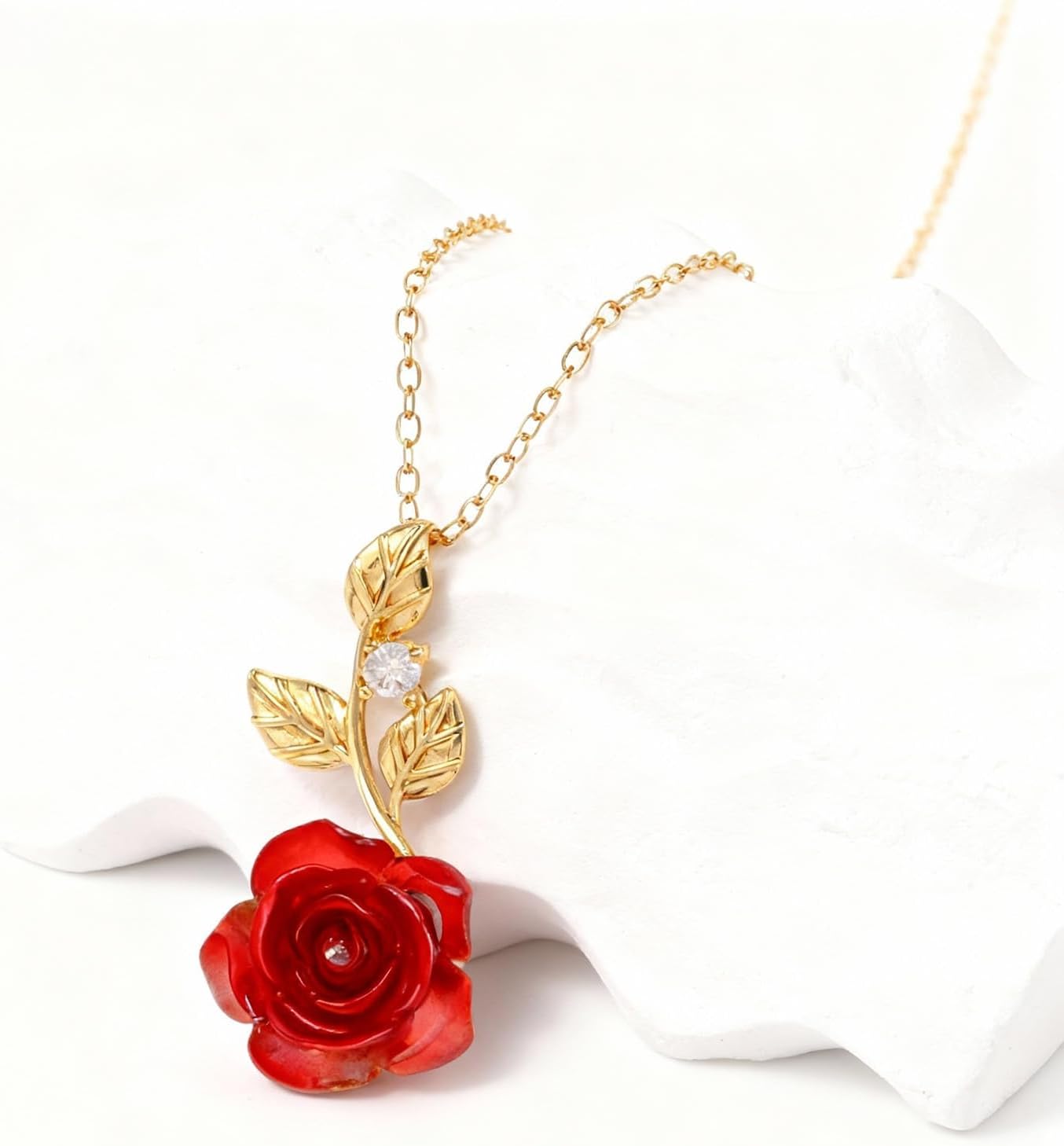 Dcfywl731 Flower Necklace for Women Rose Gold Flower Choker Necklace Valentines Day Gifts Romantic Jewelry Gift for Her - Image 8