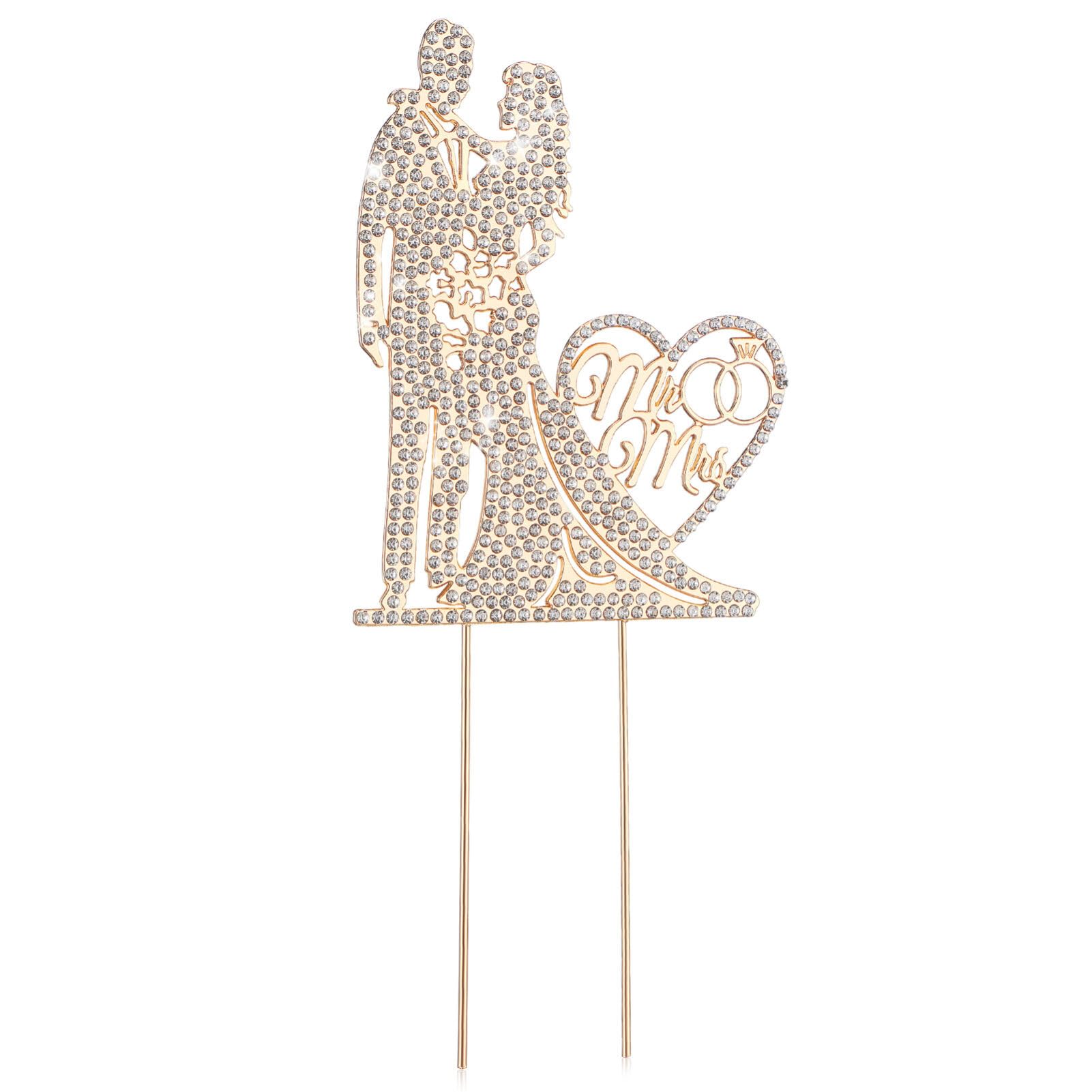 Elegant Wedding Cake Topper with Rhinestones Heart-shaped Decorative Cake Decor for Engagements Anniversaries and Parties Craftsmanship for Beautiful Celebrations