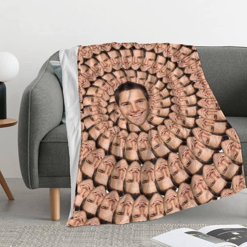 Miniatura 5 de Manta facial con fotos personalizadas, manta de cara personalizada, divertida manta de felpa súper suave para sofá, cama, sofá, cálida y acogedora