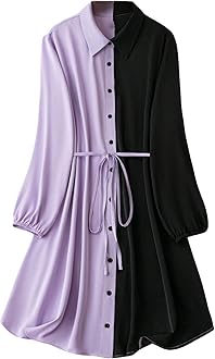 Leriya FashionWomen's Colorblock Shirt Dress | Long Sleeve Belted Tunic | Stylish Casual Wear
