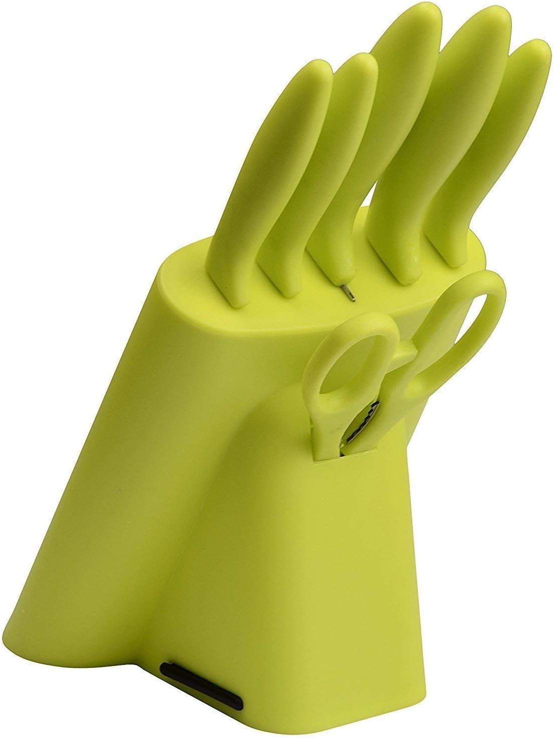 Anva 7 Pieces Kitchen Knife Set- Kitchen Knives, Scissors and Plastic Stand (Green)