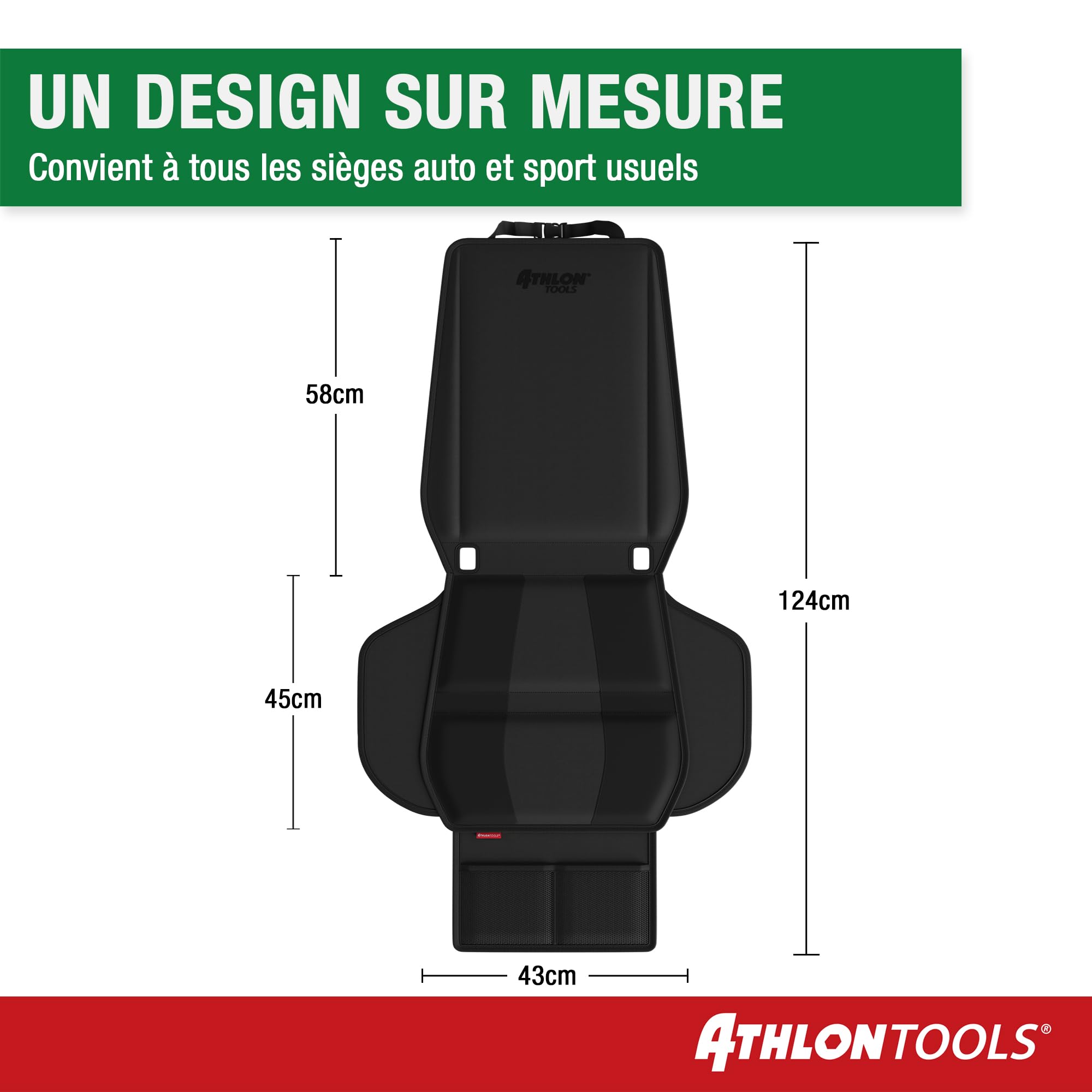 ATHLON TOOLS Tapis de siège Auto avec Protection latérale - Ajustement Optimal - Compatible Isofix - Rembourrage épais - pour sièges Enfants, Coques bébé et rehausseurs