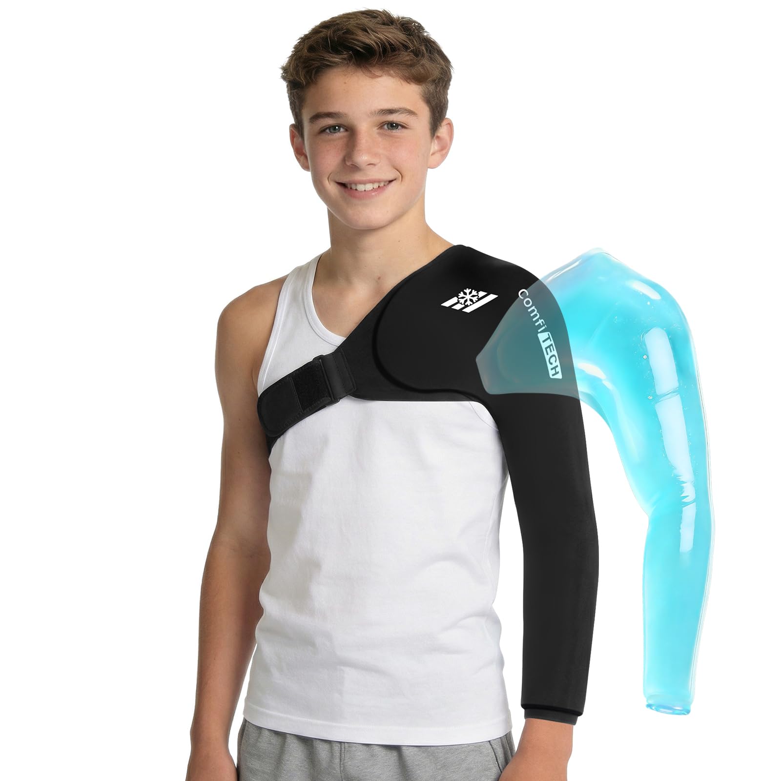 ComfiTECH Shoulder Arm Ice Pack Wrap for Pitchers & Volleyball Players, Reusable Ice Pack for Shoulder & Elbow & Arm Cooling, Adjustable Ice Arm