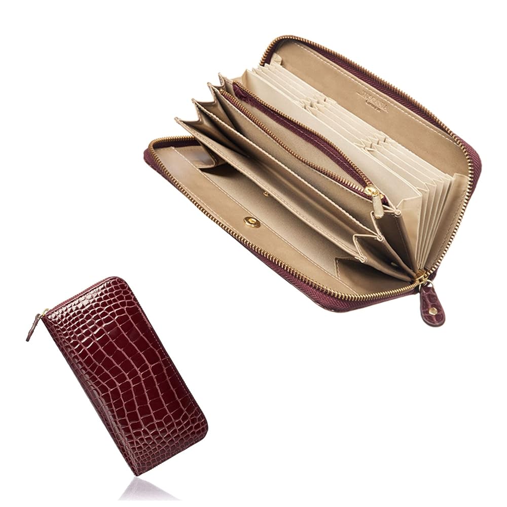 【極美品】TUSCANIA トスカーニア クロコ型押し 長財布 ブラック 箱あり 極美品】TUSCANIA トスカーニア クロコ型押し 長財布 ブラック