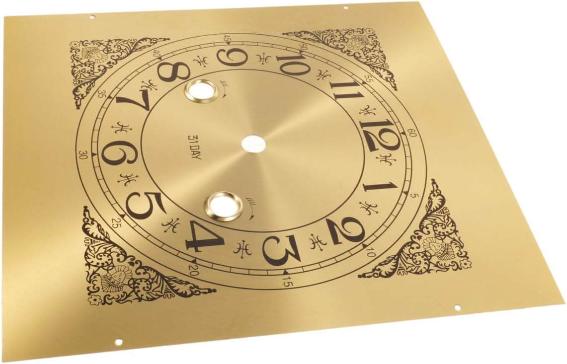 Metal Clock Dial Plate for Grandfather Vintage Clocks with Arabic Roman Numerals Round Classic European Style Sturdy Metal Material and Replacement