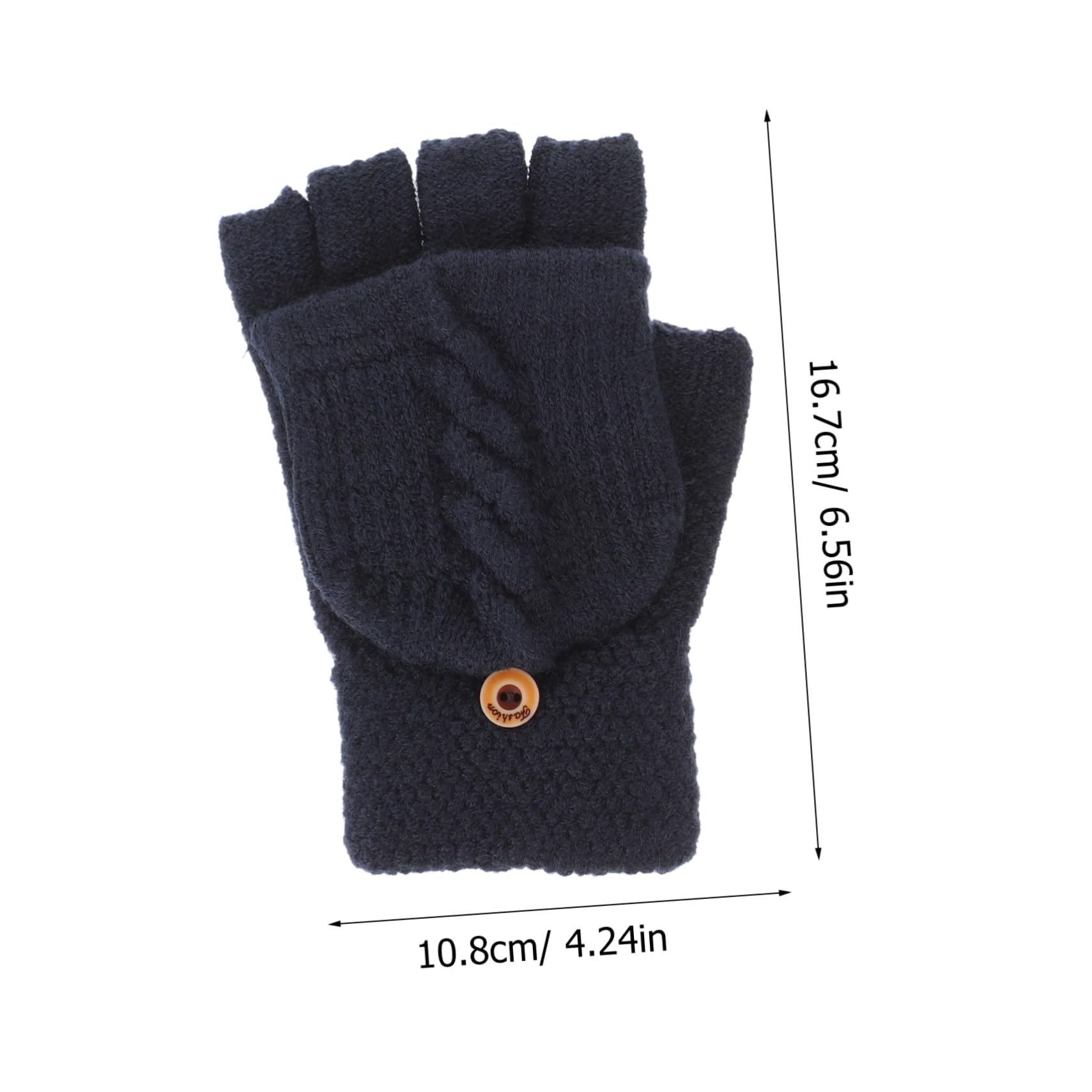 Mitones sin Dedos para Mujer Cálidos de Punto Solapa Negro | 1 Par, Cachemira y Fibra Acrílica, Diseño Convertible de Medio Dedo, para Invierno y Actividades al Aire Libre