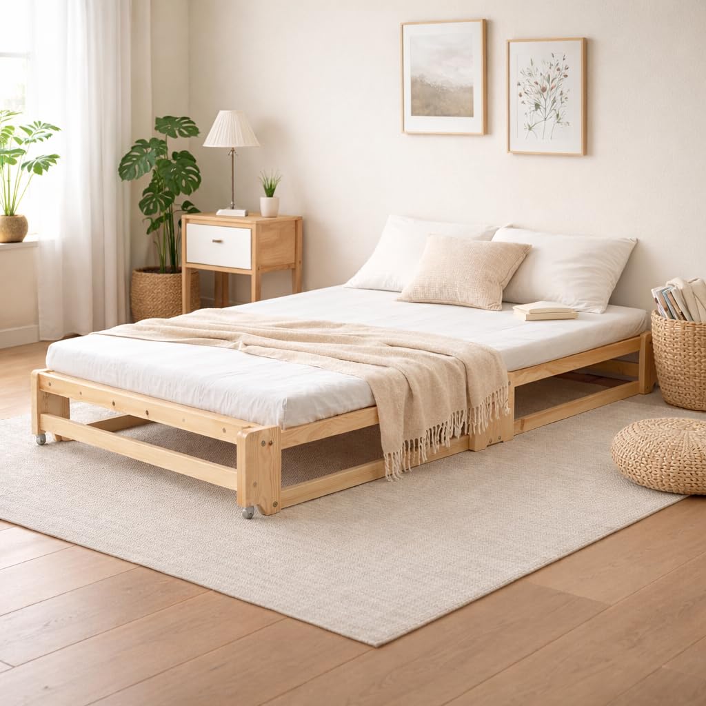 Amazon｜ベッドフレーム すのこベッド シングル 100×197cm 折りたたみ