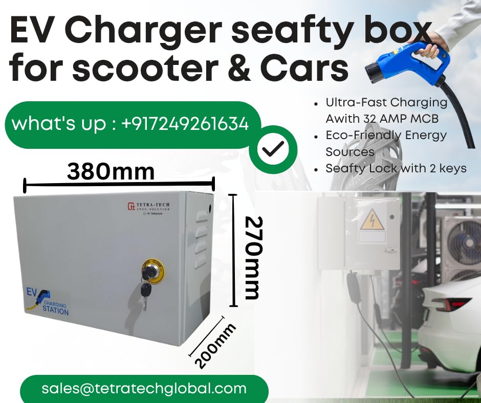 Image of Duel Charge Anchor & POLYCAB Standard Materials for EV Charger Safety Box, Suitable for All Brand Electric Scooters & Cars to Safe Charging at Parking lot. with safty Lock,Gasket (16 AMP + 25 AMP)