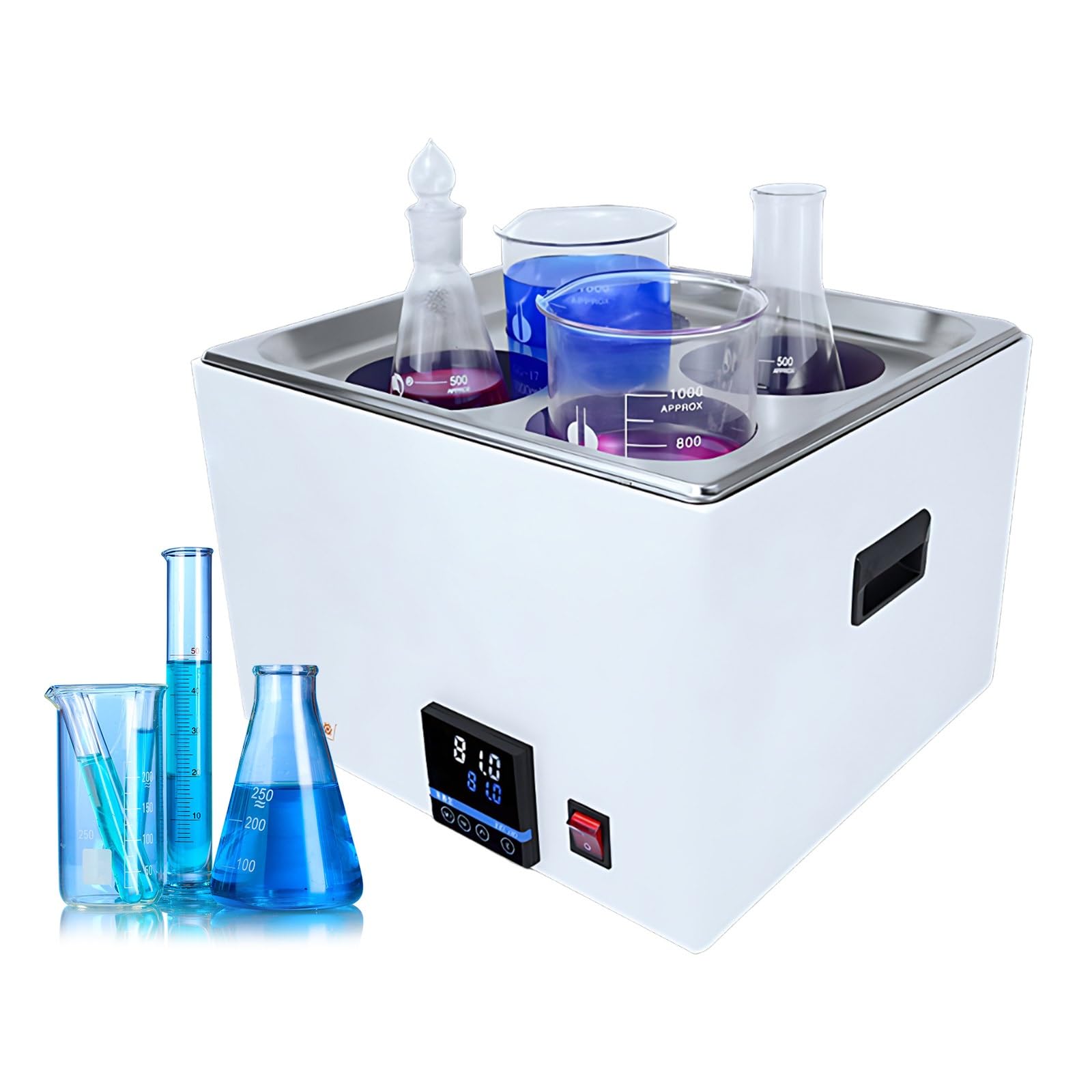 Baño María Digital Laboratorio, Equipo De Calentamiento Científico Con Temperatura Estable, Acero Inoxidable Y Temporizador De 999 Minutos Para Laboratorio(4 Hole)