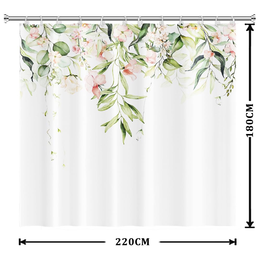 Uiiooazy Cortina de Ducha de Hoja Eucalipto, Cortinas de Ducha Verde Oro Abstracto Planta Cortinas de Baño Antimoho Impermeable Lavable Tejido de Poliéster Cortina Ducha con Ganchos 90x180cm — view 252