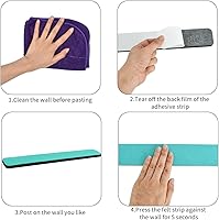 Vista 3 de Vuzvuv 8 tiras de barra para tablón de anuncios con 50 alfileres y 10 pines de clip de madera, tablero de corcho autoadhesivo para pared, tablero