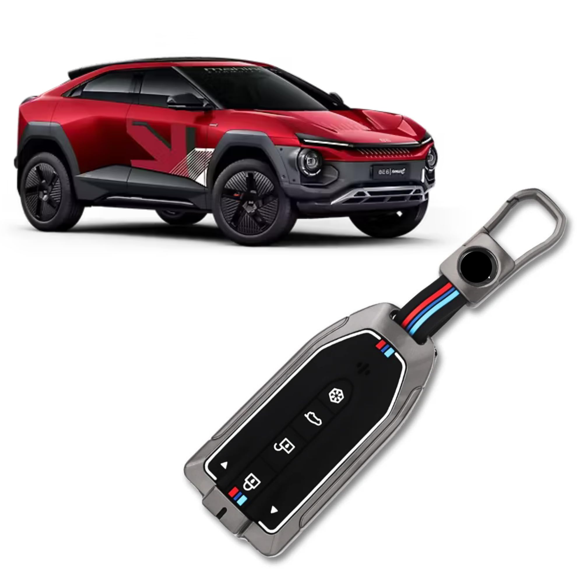 Metal Zinc Alloy Key Cover for Mahindra BE6 | Premium Smart Key Case with Silicone Protection, Keychain & Screwdriver | 360° Protection-image-28