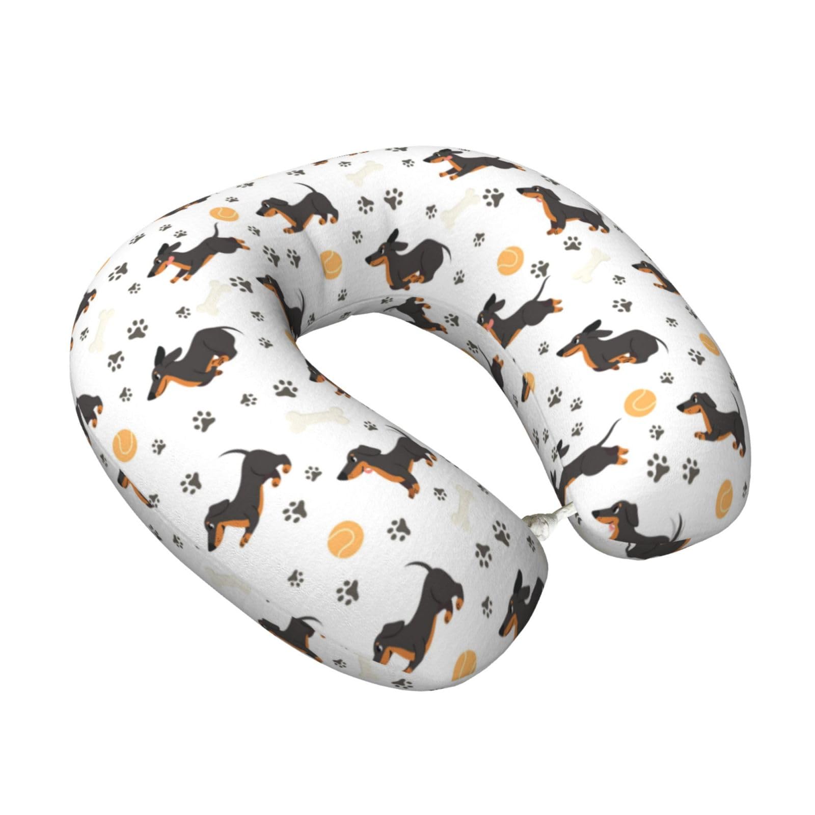 LKYMOH Dachshund Seamless Pattern Adorable Pets Funny, Travel Neck Pillow U-Shaped Memory Neck Support Soft Comfortable With Washable Cover For Airplane Car Traveling and Office