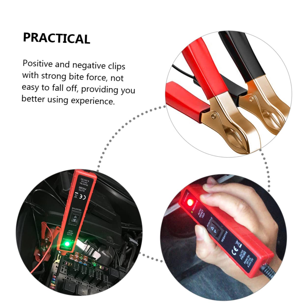 Probador Automotriz con Pinzas y Negativas Tester Eléctrico Continuidad Polaridad y Diagnóstico Sistemas Vehículo Cable Pies para y Pruebas Rápidas