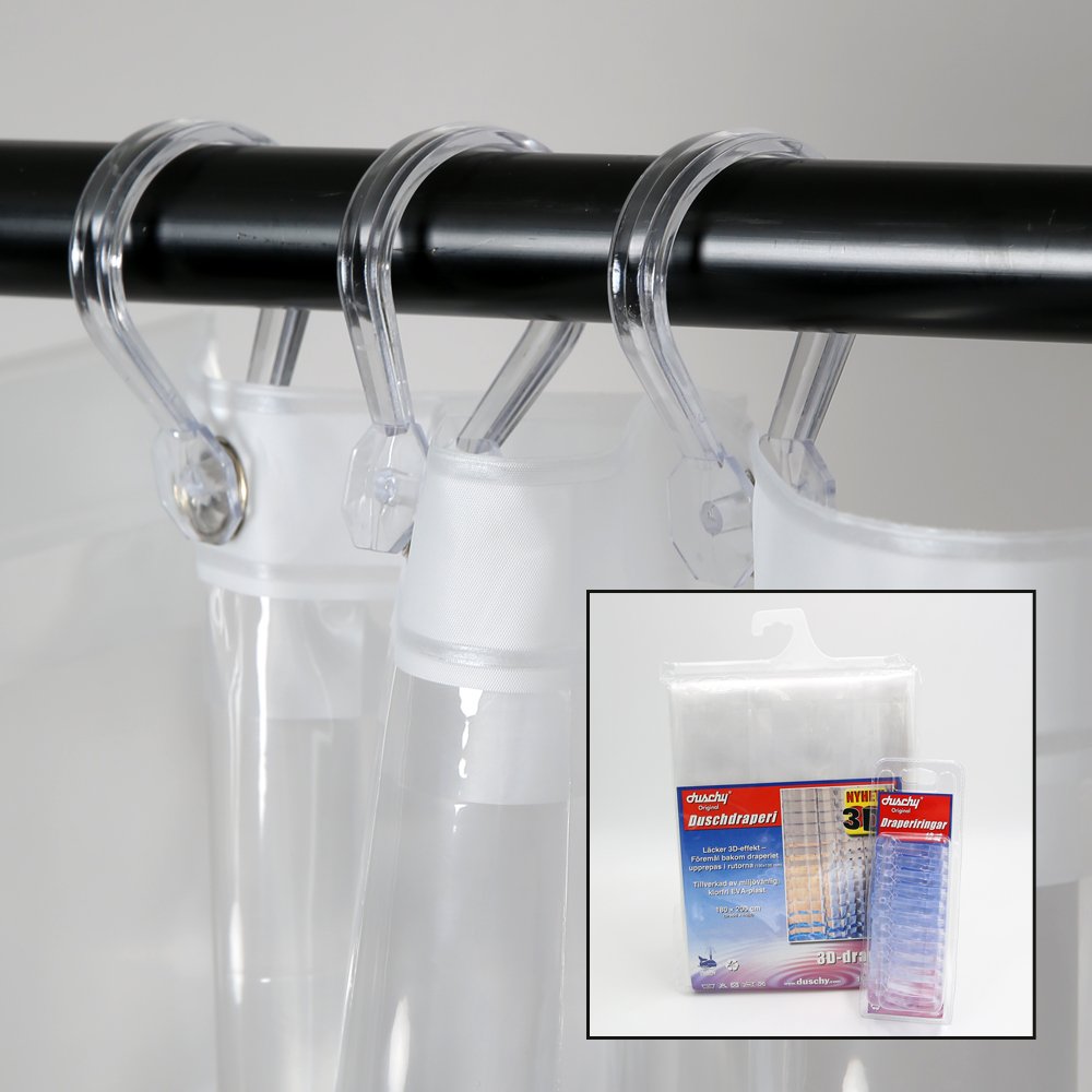 GETTOGET Duschvorhang Mit 3D-Diamant-Druck – Umweltfreundlich, Wasserdicht, 12 Haken Inklusive, Schwarz