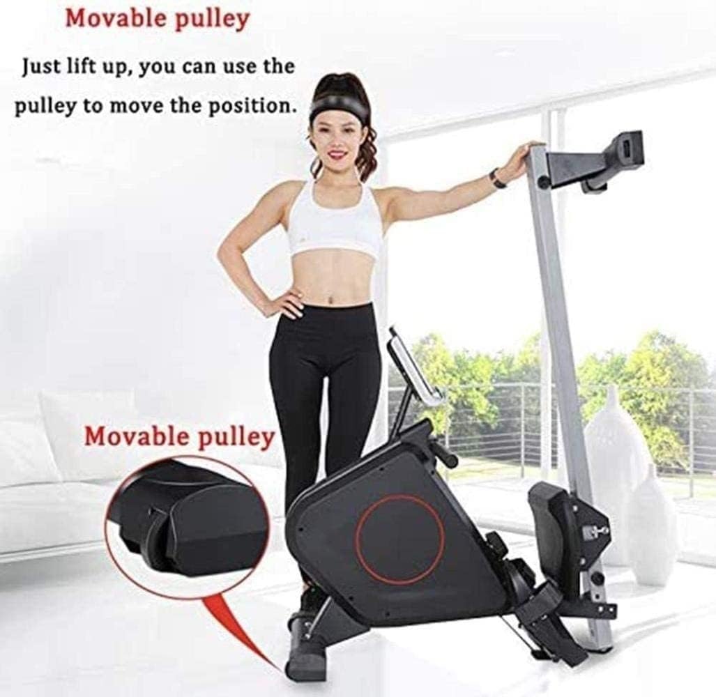 Foldable Rowing Machines Adjustable Resistance 265LB Weight Capacity/Comfortable Seat Cushion (Black)