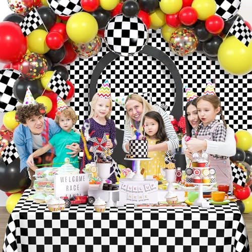 Image of 4 Pack Black and White Gingham Tablecloth Rectangular Buffalo Checkered Tablecloths Disposable Plastic Plaid Table Cover for Parties, Outdoor Picnic, Birthday, Wedding, Camping 54 x 108 Inch