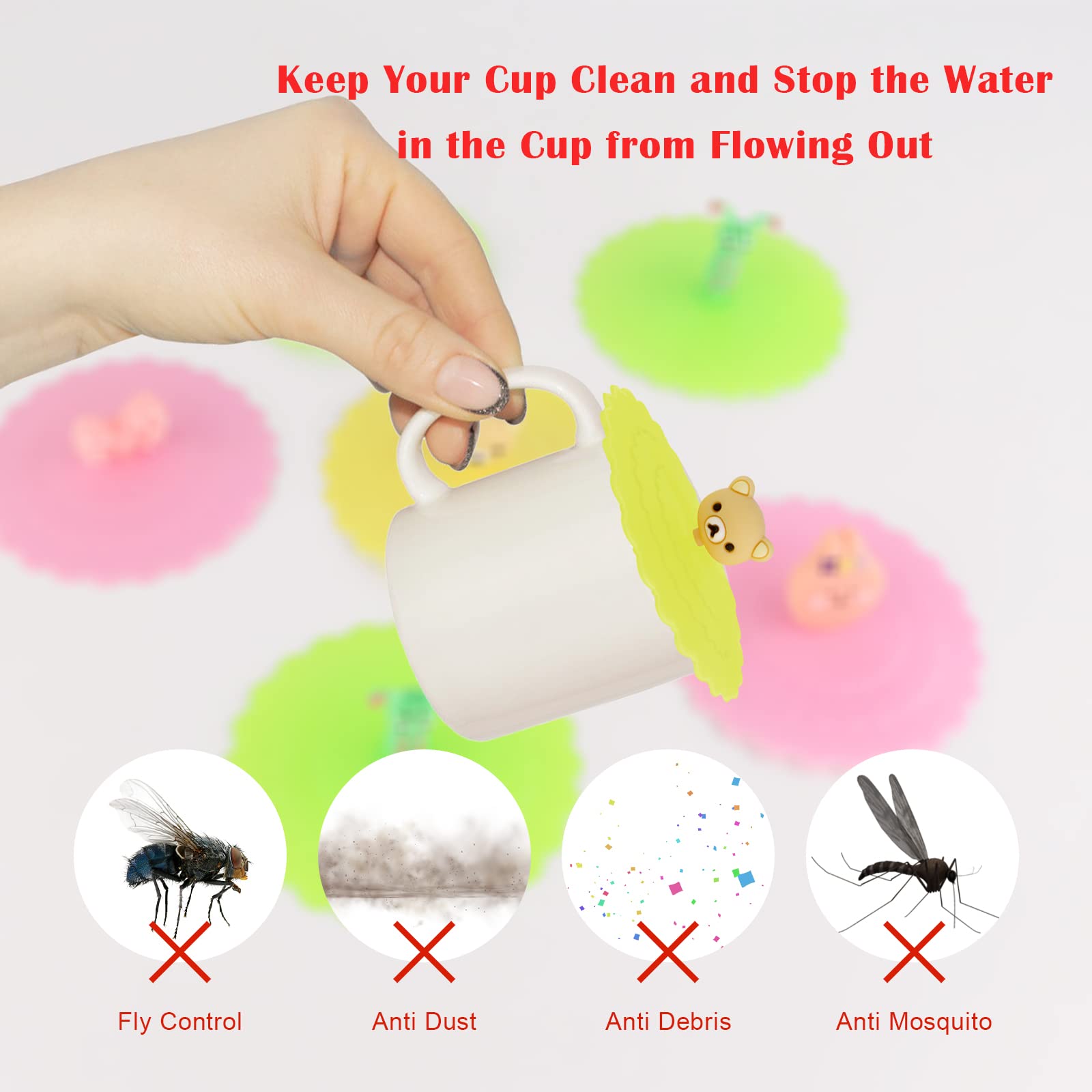 YQBFTC Lot De 10 Couvercles En Silicone Pour Verres - 10 Cm