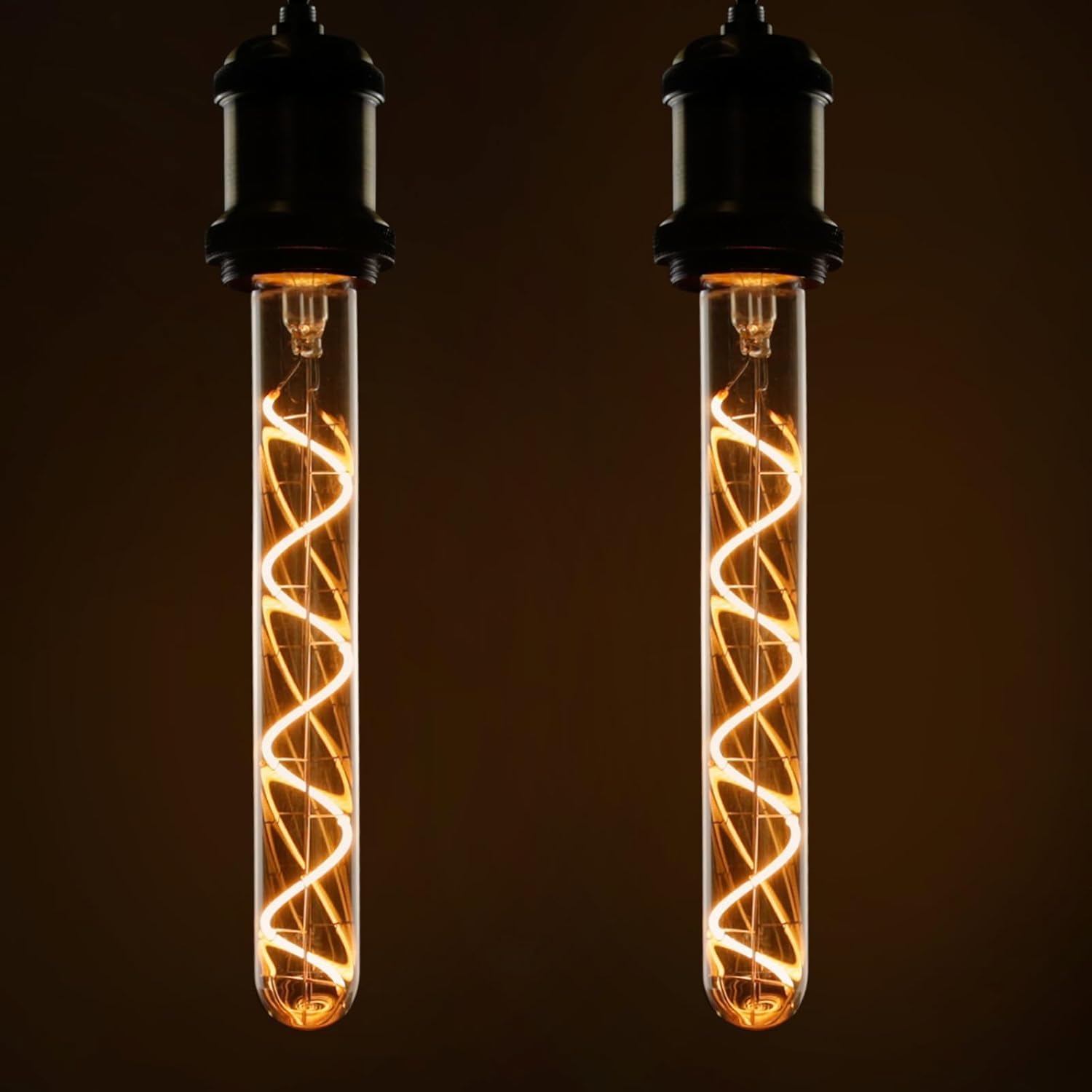 GBLY 2× LED Edison Glühbirne Röhrenlampe E27 Vintage Glühlampe in Röhrenform 300mm Goldfarbe tube Warmweiß Spirale Filament Antike Nostalgie & Retro Beleuchtung für Haus Café Bar Party, nicht dimmbar