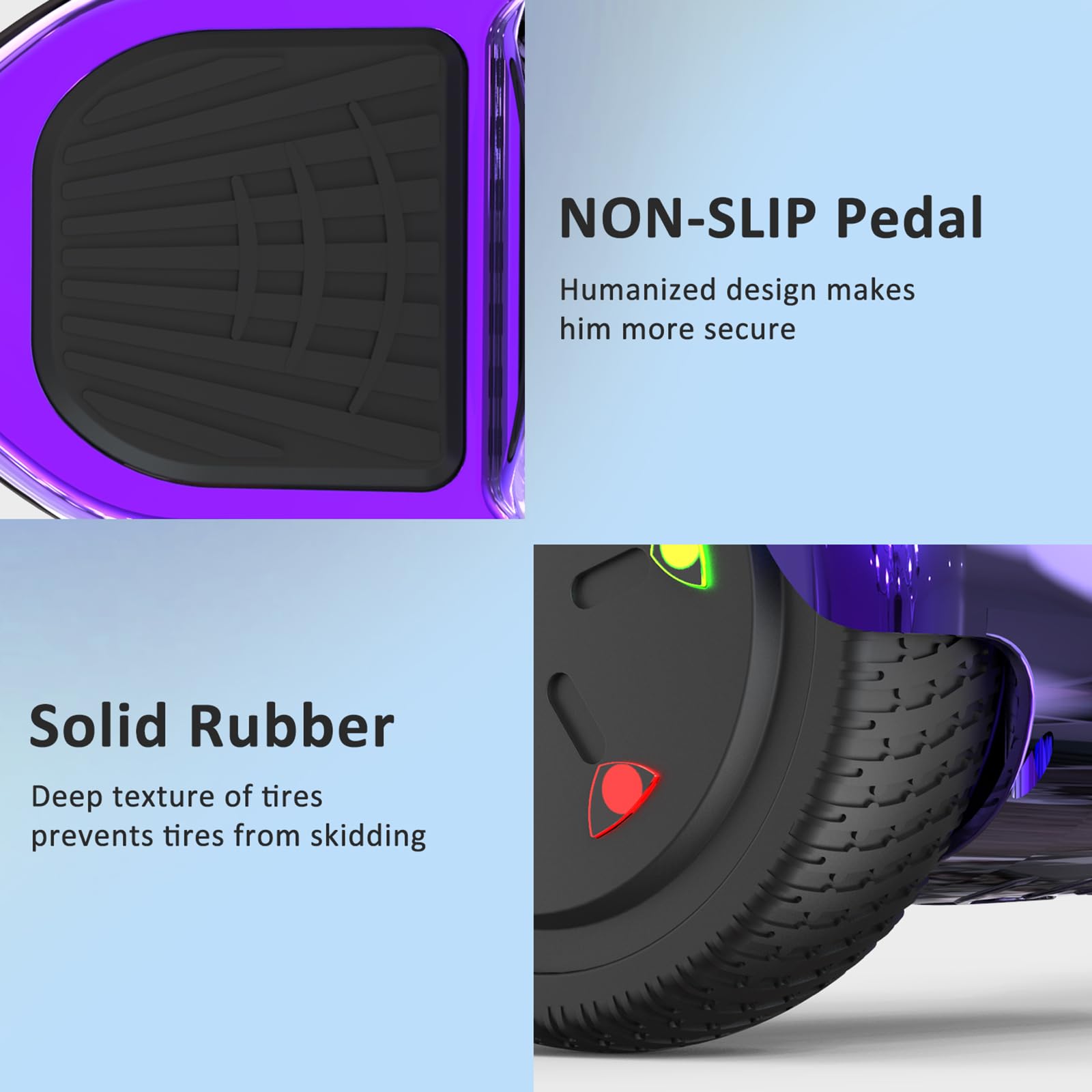 RCB Hoverboard dla dzieci i dorosłych, 6,5", segwayi z Bluetooth, głośnik, kolorowe światła LED, prezent dla dzieci i nastolatków
