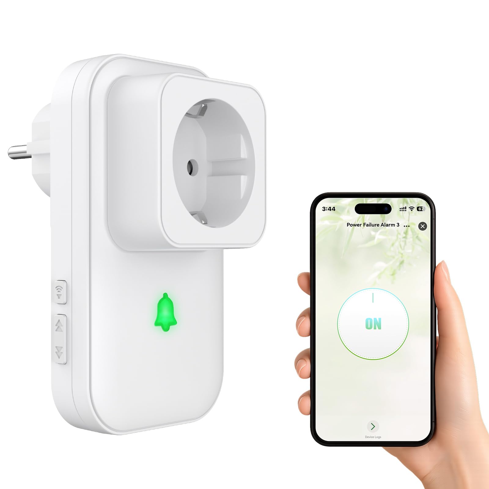 Rilevatore di Interruzione di Corrente WiFi,Antifurto Allarme Casa, Presa Intelligente con Allarme Mancanza Alimentazione (110 dB) e LED, Allerta Blackout su App Smart Life/Tuya
