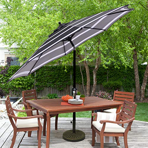 Blissun 9 Outdoor Aluminum Patio Umbrella Striped Patio Umbrella Market Striped Umbrella With Push Button Tilt And Crank White And Black Buy Online In Guam At Desertcart