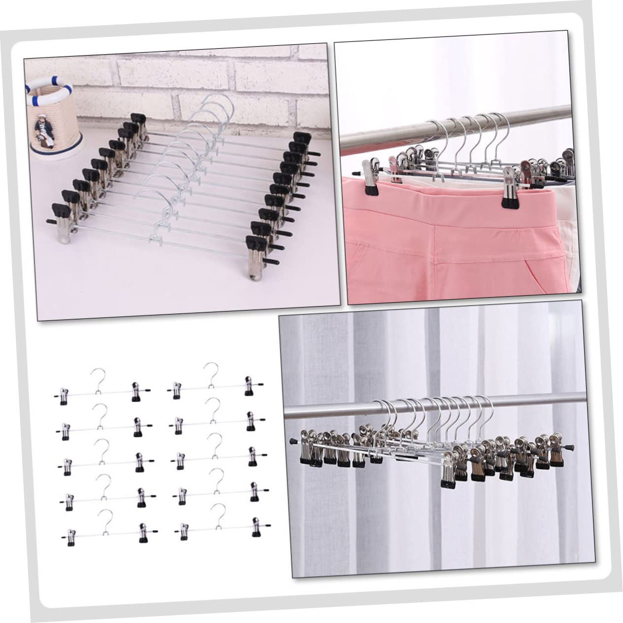 Perchas de ropa que ahorran espacio, perchas, 40 piezas de perchero de metal para pantalones, perchas de metal para pantalones con pinzas, perchas con pinzas para pantalones, perchas para ropa suelta,