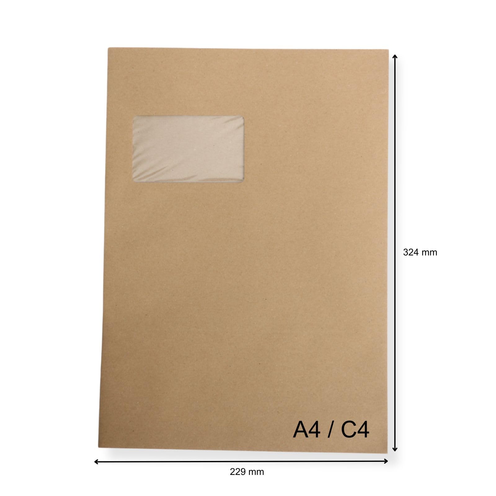 1000 St. Versandtaschen Briefumschläge C4 A4 braun haftklebend mit Fenster 229x324 mm HK