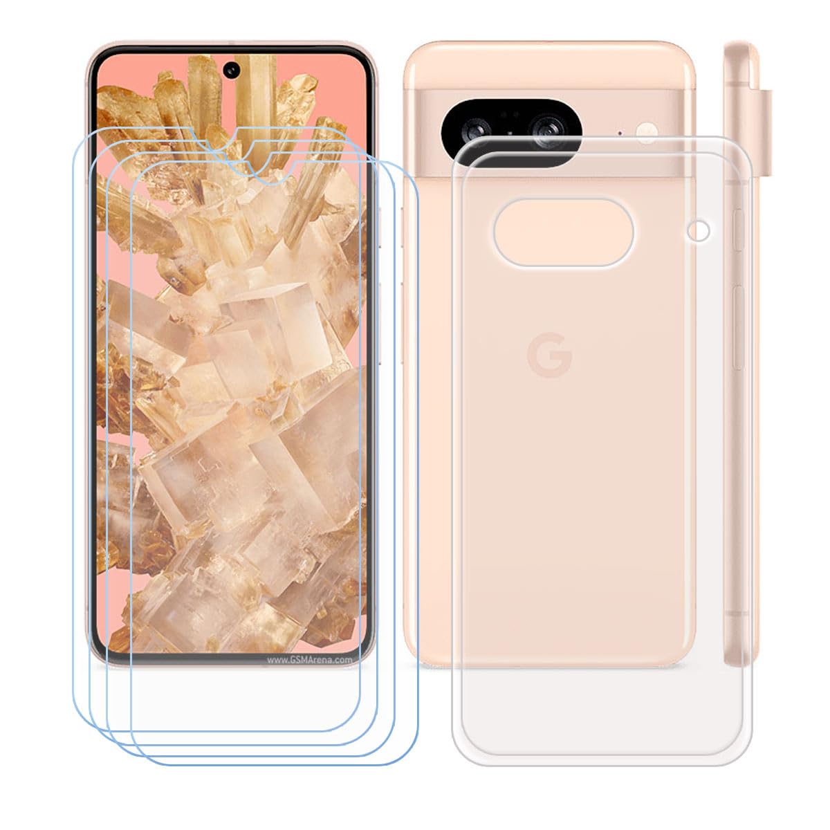 SHIEID Trasparente Cover per Google Pixel 8a, Bordi colorati per un pc rigido sottile ed elegante + paraurti in silicone TPU, Custodia per Google Pixel 8a-Trasparente