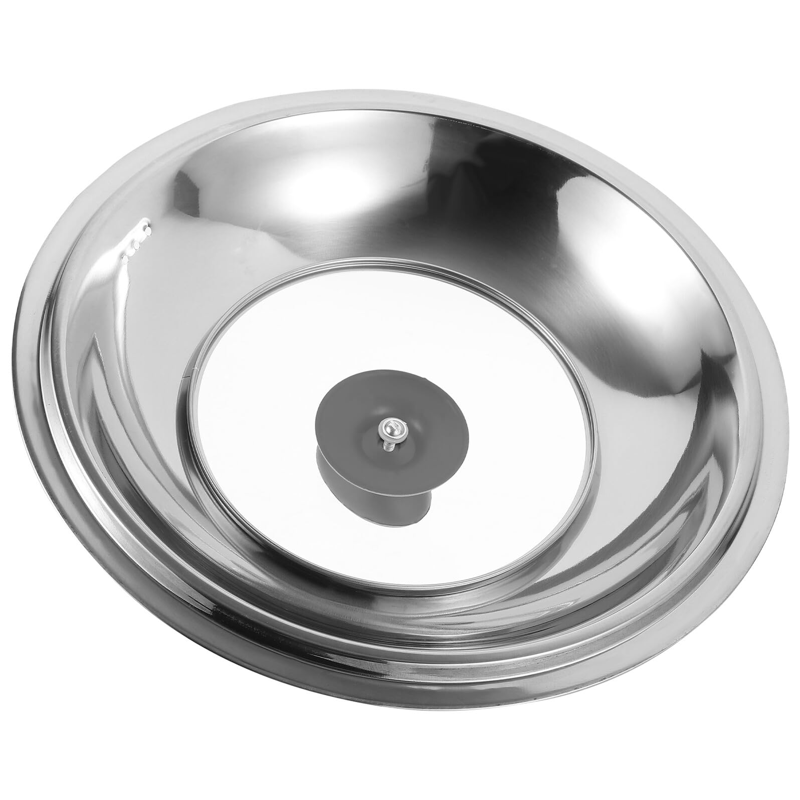 Veemoon Stainless Steel Pan Lid 28cm Metal Pot Cover Replacement Lid for Wok and Frying Pan with Glass Center and Plastic Knob for Home Cooking