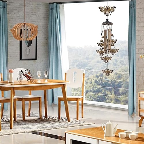 Miniatura 5 de Campanillas de viento de abejas para exteriores, regalos para mamá - Campanas conmemorativas de bronce, atrapavientos de simpatía móvil, decoración