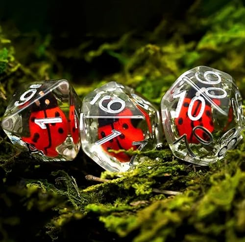 Epic Forge Set mit 7 Würfeln aus Kunstharz, Serie Einsatz – in Box – Marienkäfer