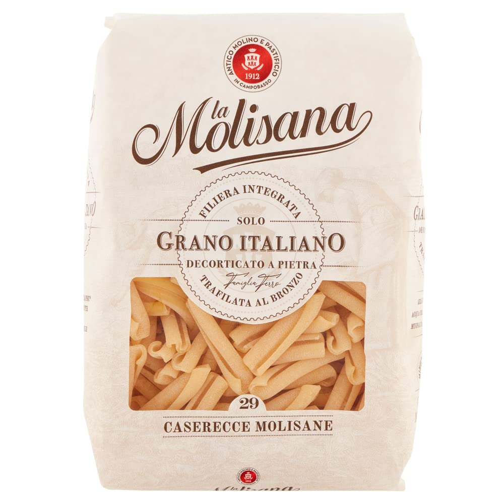 La Molisana Casareccia Pasta Lenta Lavorazione Pastas de sémola de trigo duro, dibujo de bronce, 500 g + 2 polpa italiana gourmet