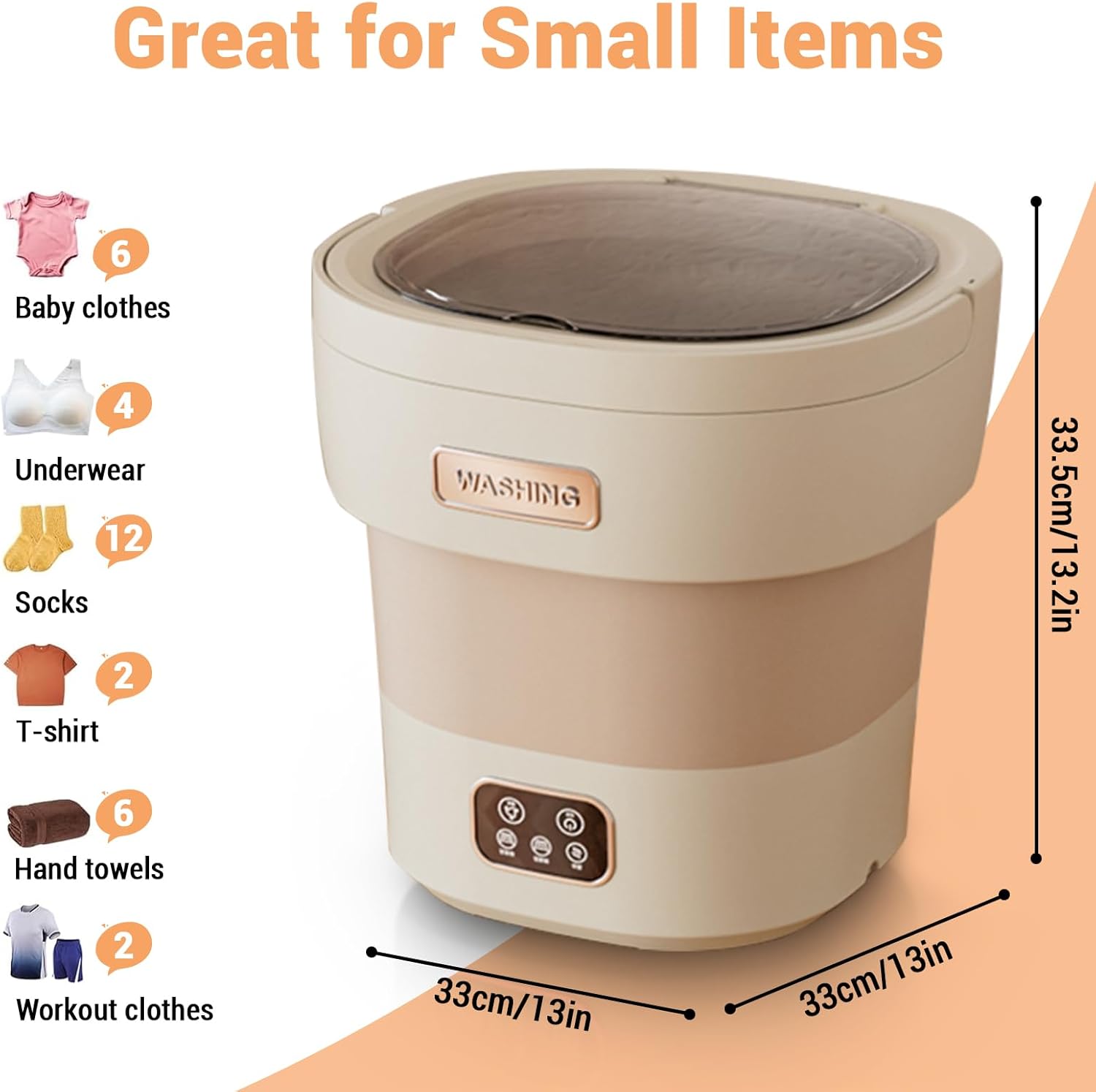 Portable Washing Machine, 12 L Foldable Mini Washer with with 4 Modes and Spin Basket Deep Cleaning of Underwear Baby Clothes and Small Clothes for Apartments Dorm RV Travel Hotel Laundry