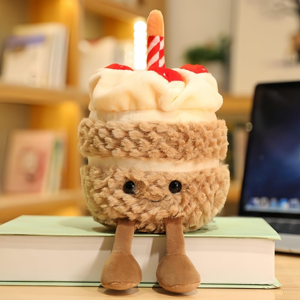 11 Inch Birthday Cake Plush Stuffed Animals Plush Pillow Toy Soft Cake Plushies Funny Soft Food Plush Toys