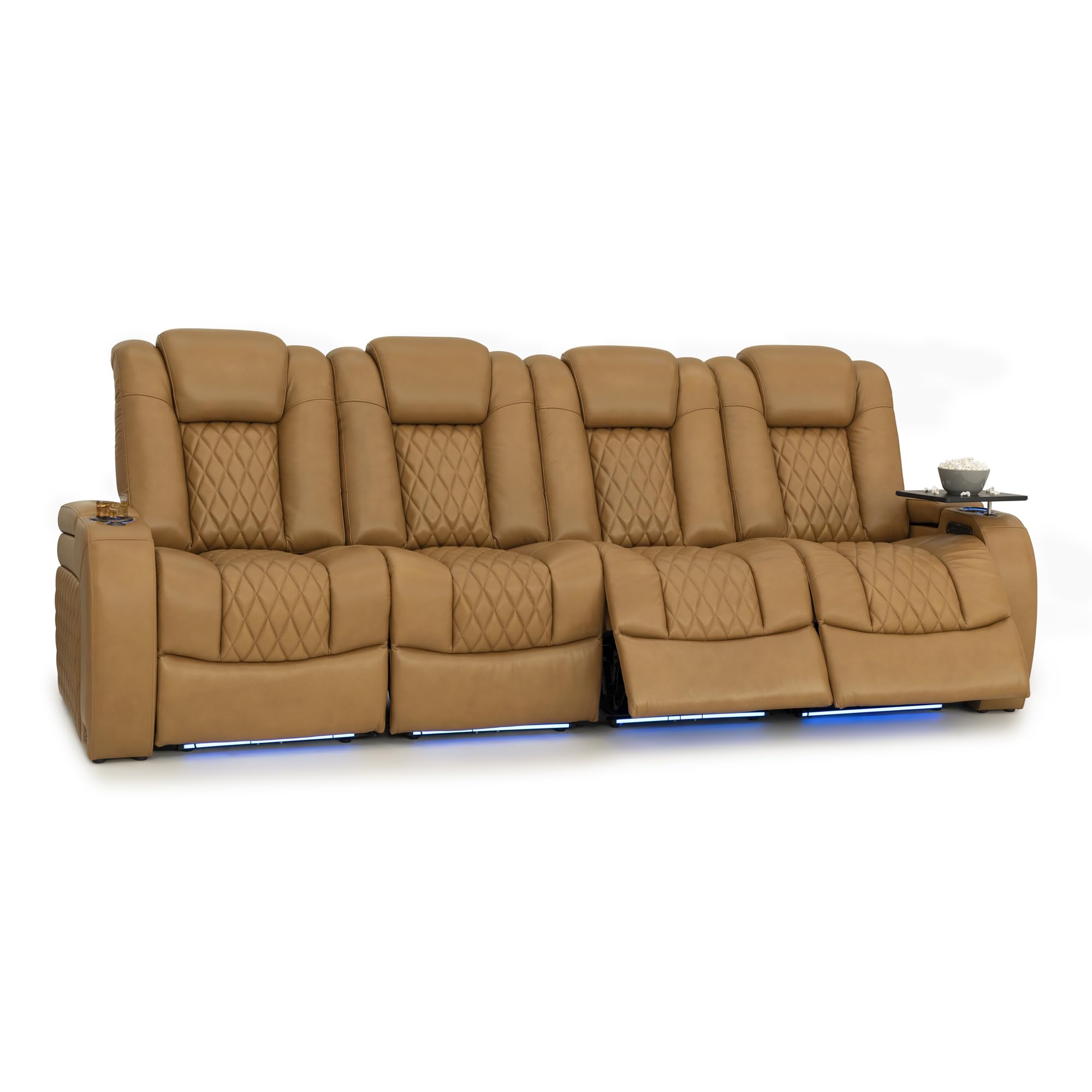 Seatcraft Diamante Home Theater Seating Tan Oak Row of 4 Sofa