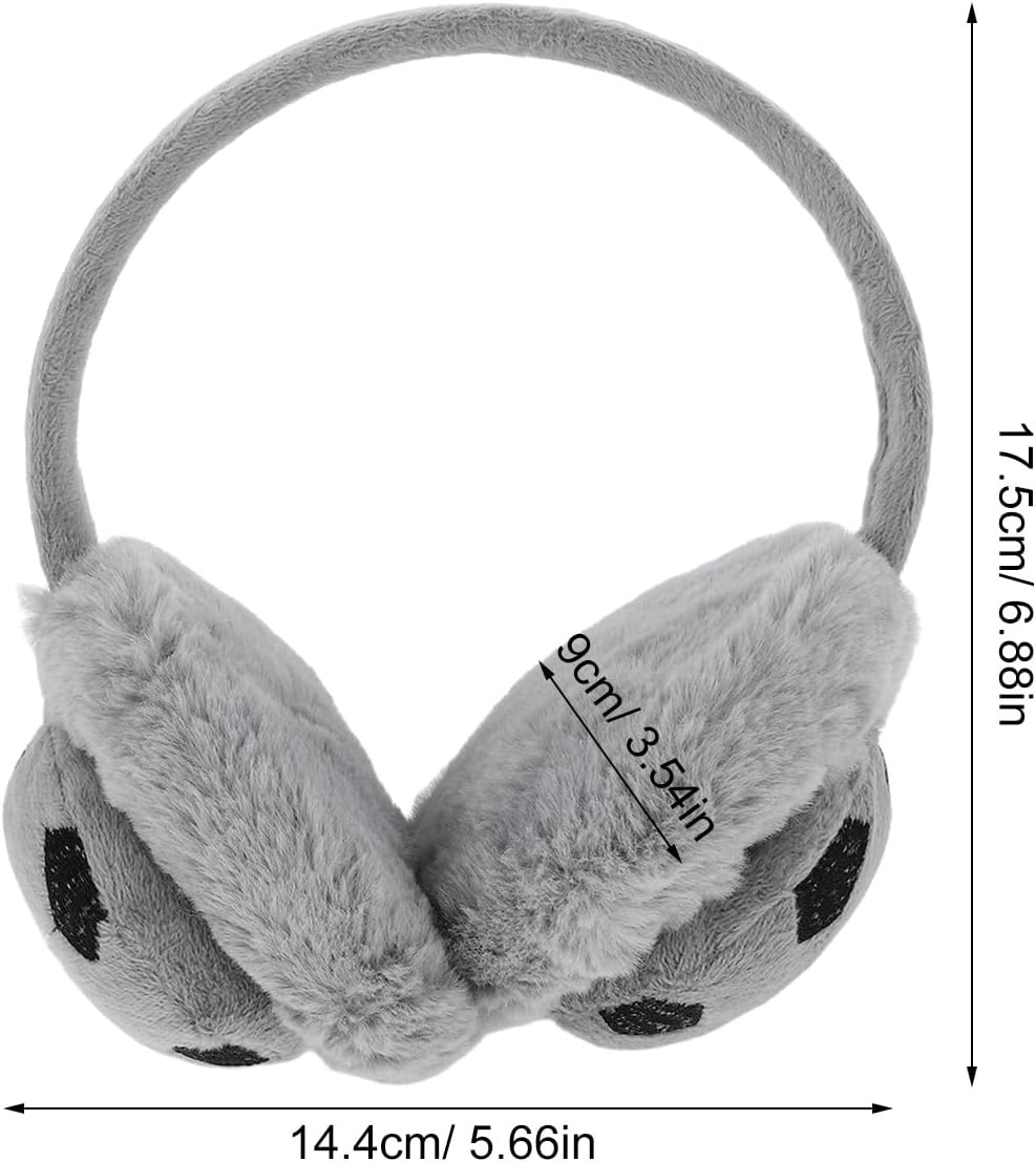 KOMBIUDA Winter Earmuffs Sports Pattern Plush Ear Warmers Soft Warm Ear Covers for Boys Cold Weather Protection Gray